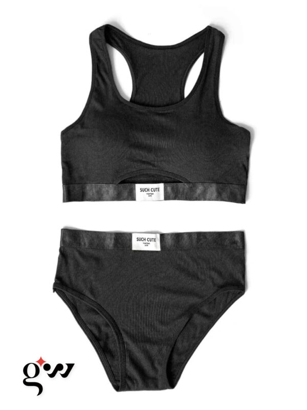 Black Padded Bra and Pantie Set For Women