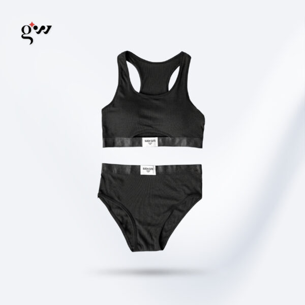 Black Padded Bra and Pantie Set For Women