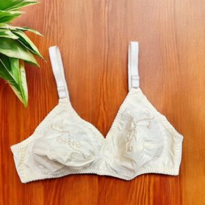 Cotton Bra with Elegant Embroidery and Net Back Touch