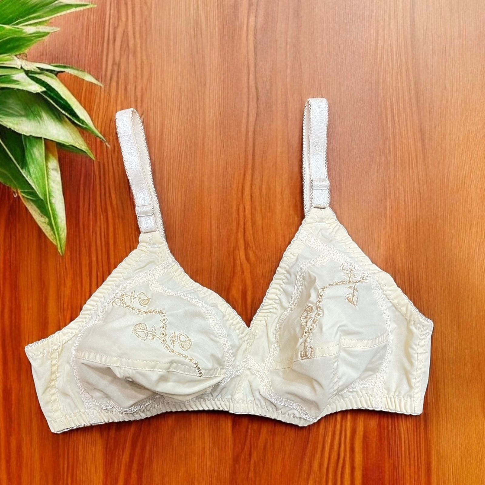 Cotton Bra with Elegant Embroidery and Net Back Touch – Cotton Bra Online in Pakistan | Glow & Wear