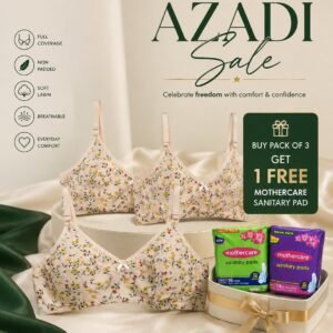 Wildflower Floral Print Full Coverage Non-Padded Lawn Digital Bra + Free Feminine Hygiene Pads – Bra Online in Pakistan | Glow & Wear