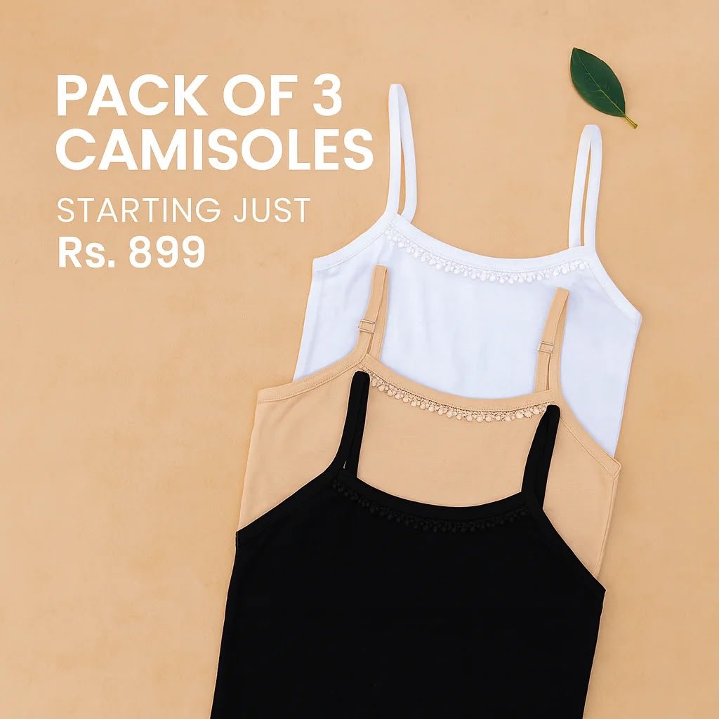 Pack Of 3 Camisole for teenagers – Buy Online in Pakistan | Glow & Wear